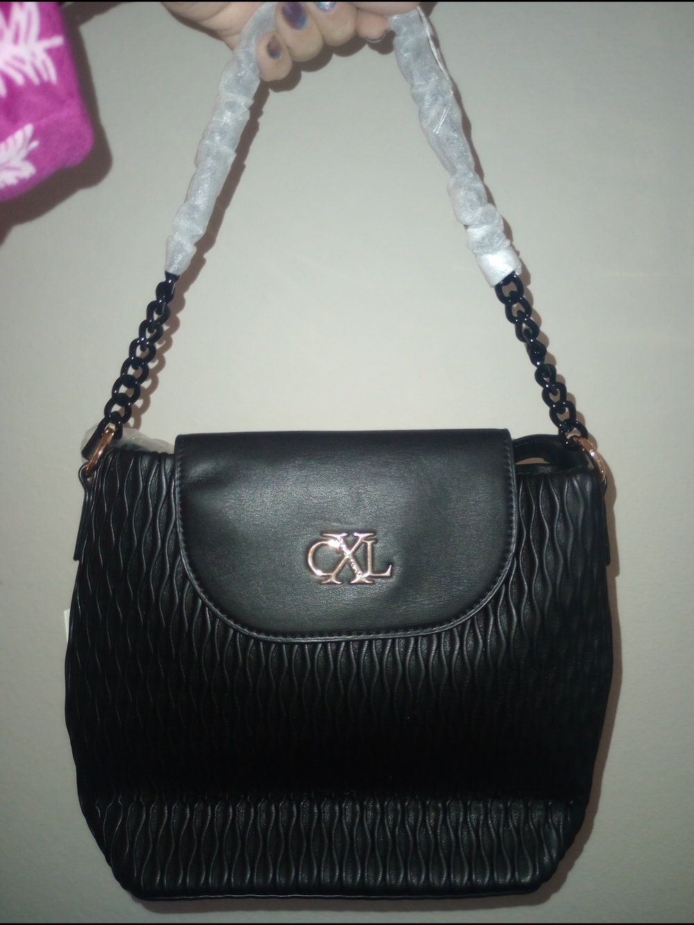 Christian Lacroix Black Quilted-Texture Bucket Handbag